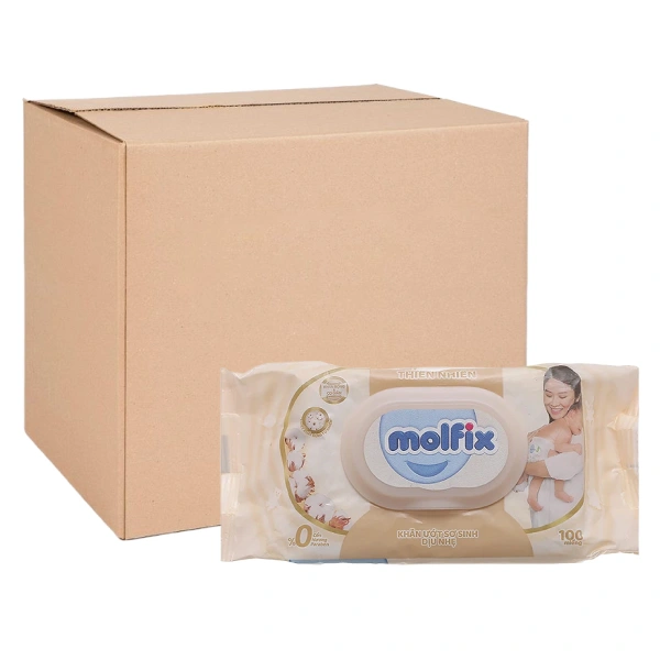 Thùng 12 khăn ướt Molfix sơ sinh dịu nhẹ